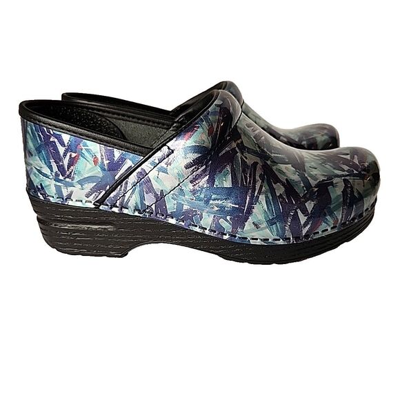 Dansko Professional Clog Painted Multicolor Patent Leather Size EU 38 US 7.5 8 - Picture 7 of 11